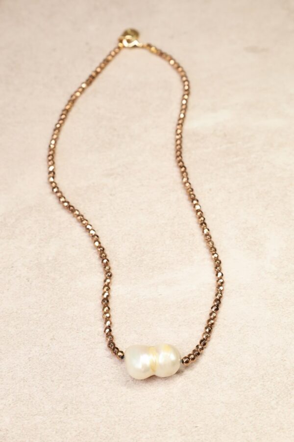 Collar perla cultivada hematita rosa