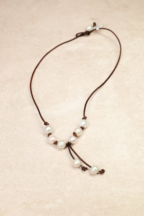 Collar piel Perlas cultivadas corto
