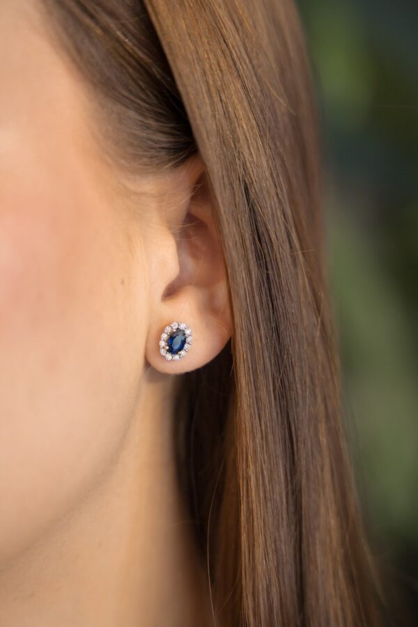 Arete zafiro con brillantes